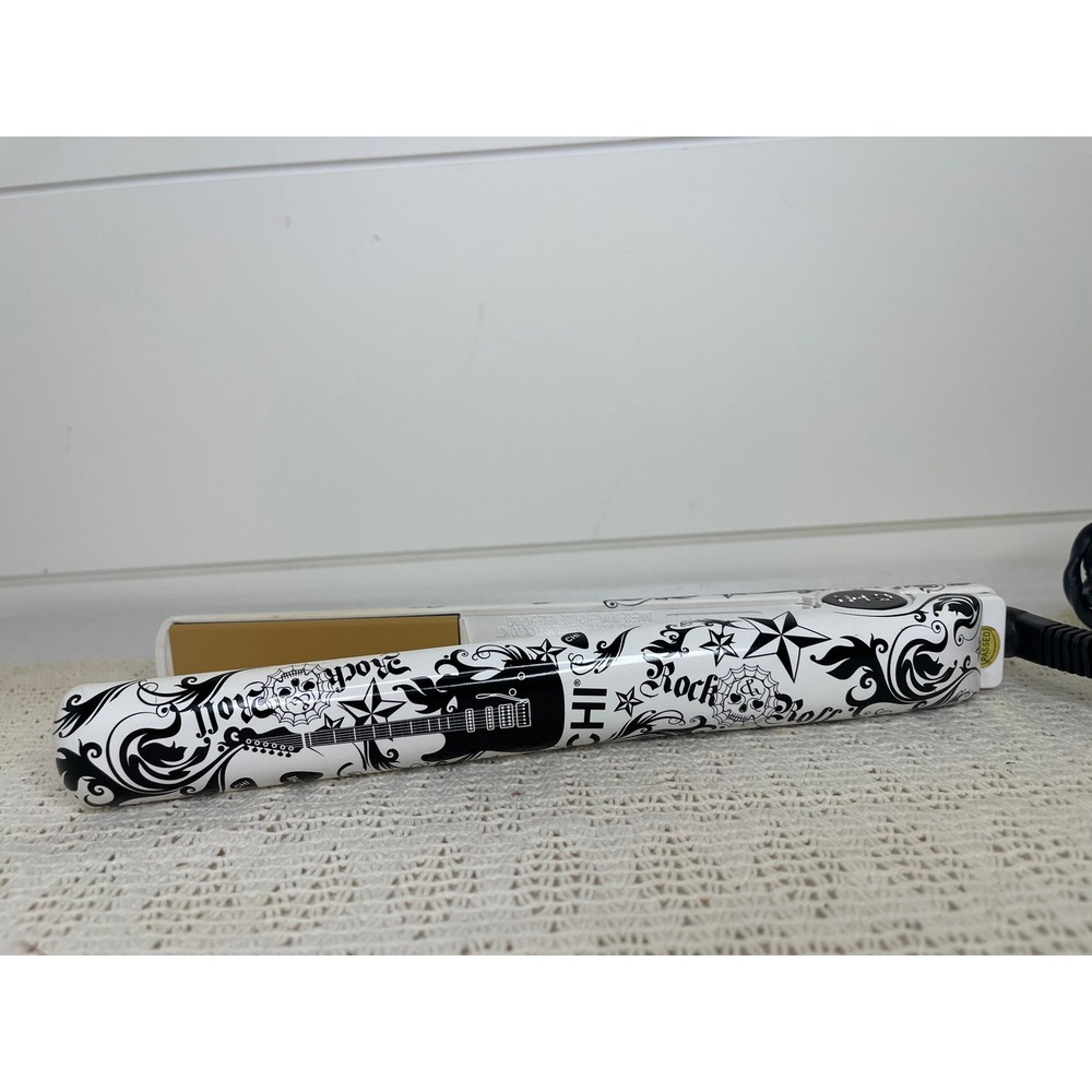CHI Rock n Roll Tattoo Edition 1 Inch Ceramic Hair Straightener Flat Iron White